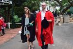 A BSc and PhD graduand on their way to graduation