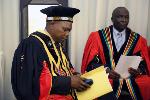 Chancellor Dr Zweli Mhize and DVC Professor Deo Jaganyi gather their thoughts before the ceremony