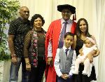 Distinguished Teacher Awardee Professor Naven Chetty with his family at graduation