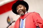 Honarary Graduand Pali Lehohla gives his address at graduation
