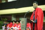 Honorary graduate Kumi Naidoo speaks to graduates
