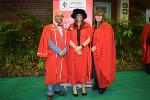 Center Dr Kim Coutts with her supervisors, left Prof Mershen Pillay and right Prof Kitty Uys